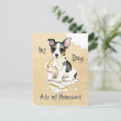 私のテディ・ルーズベルト・テリア食べーの宿題 ポストカード (スタンド正面)