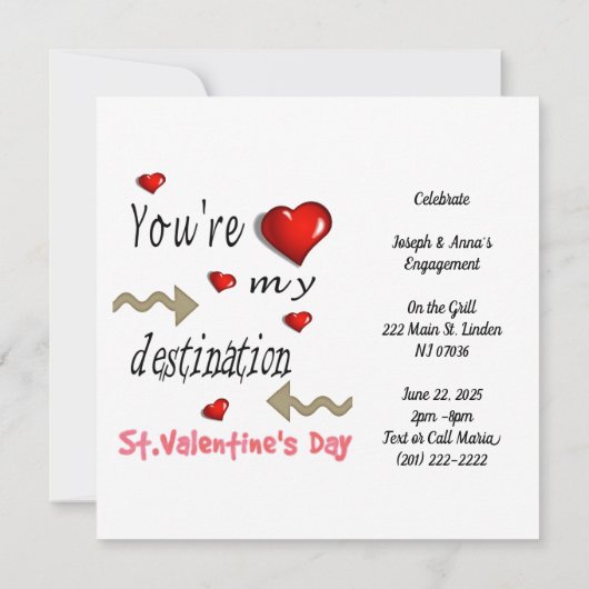 私のデスティネーションカードの招待状、バレンタインズだよ 招待状 (裏面)