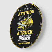 私のトラック運転手のパパからの態度 ラージ壁時計 (傾斜)