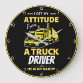 私のトラック運転手のパパからの態度 ラージ壁時計 (正面)