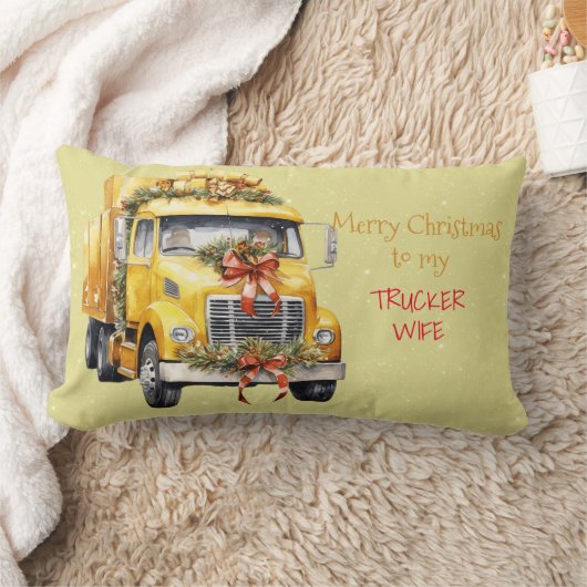 私のトラック運転手の妻にメリークリスマス ランバークッション (ブランケット)