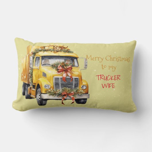 私のトラック運転手の妻にメリークリスマス ランバークッション (正面)