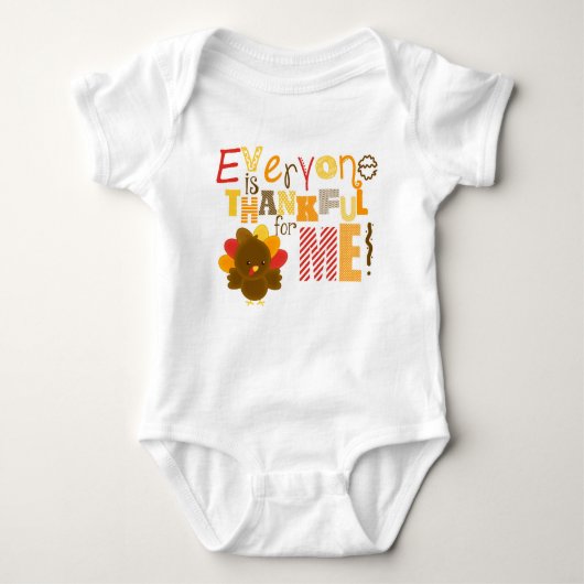 私のトルコのワイシャツのために感謝している感謝祭のワイシャツ ベビーボディスーツ (正面)