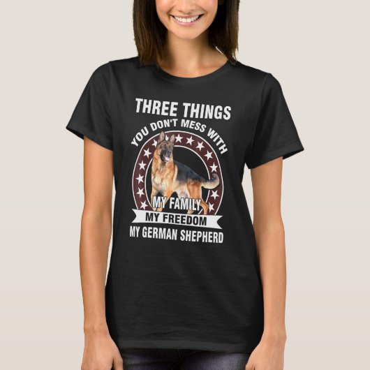 私のドイツ人の羊飼いに散らかさない3つ Tシャツ (正面)