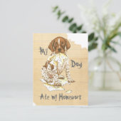 私のドイツ語の短い指食べ指宿題 ポストカード (スタンド正面)