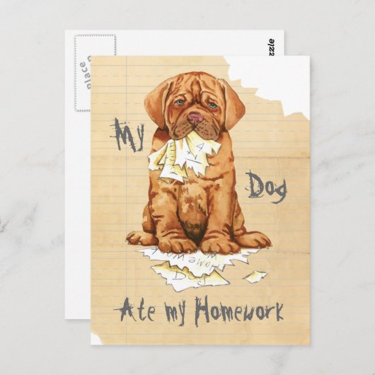 私のドグ・デ・ボルドー食べーの宿題 ポストカード (正面/裏面)