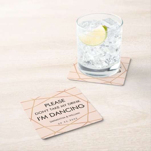 私のドリンクのコースター結婚を飲まない |色カスタム付 スクエアペーパーコースター (インサイチュ)