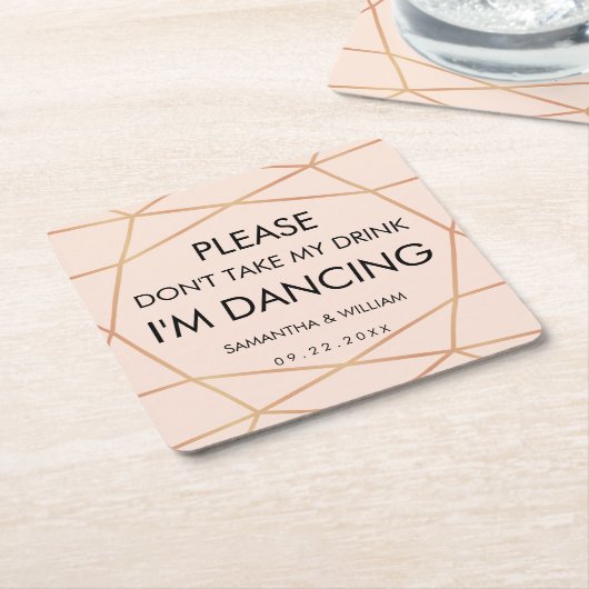 私のドリンクのコースター結婚を飲まない |色カスタム付 スクエアペーパーコースター (アングル)