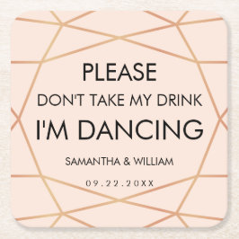 私のドリンクのコースター結婚を飲まない |色カスタム付 スクエアペーパーコースター