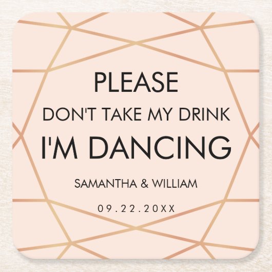 私のドリンクのコースター結婚を飲まない |色カスタム付 スクエアペーパーコースター (正面)