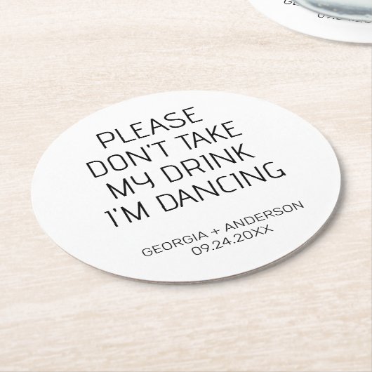 私のドリンクを取らないで ウェディングパーティーのお土産 ラウンドペーパーコースター (アングル)