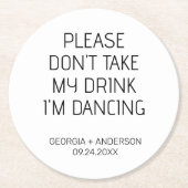 私のドリンクを取らないで ウェディングパーティーのお土産 ラウンドペーパーコースター (正面)