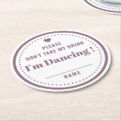 私のドリンク名を使用しなクラシックいパープル結婚ズ ラウンドペーパーコースター (アングル)