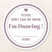 私のドリンク名を使用しなクラシックいパープル結婚ズ ラウンドペーパーコースター (正面)