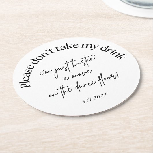 私のドリンク結婚式の引き出物コースターを飲まないで ラウンドペーパーコースター (アングル)