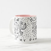 私のドードルエラ時代のおもしろいクリエイティブ彼女のスケッチ ツートーンマグカップ (正面左)