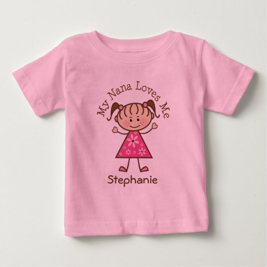 私のナナは私の女の子パーソナライズされたのTシャツが大好き ベビーTシャツ (正面)