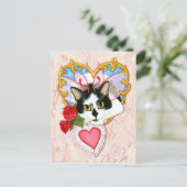 私のネコ科のバレンタイン猫の郵便はがき シーズンポストカード (スタンド正面)