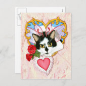 私のネコ科のバレンタイン猫の郵便はがき シーズンポストカード (正面/裏面)