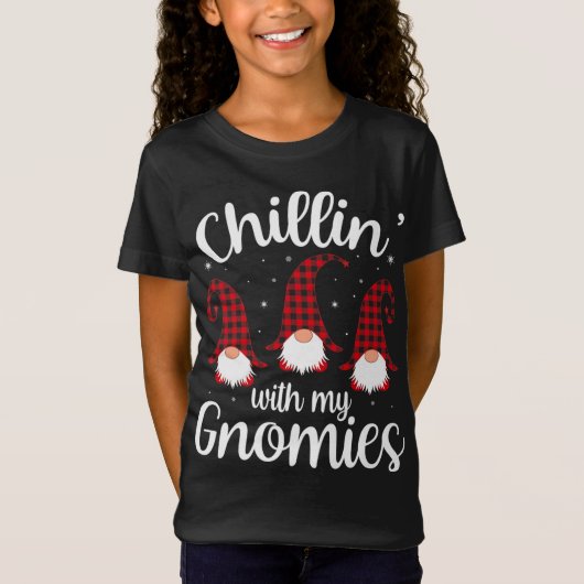 私のノミーズ水牛の赤い格子柄のクリスマスとチリン Tシャツ (正面)