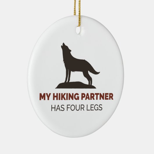 私のハイキングパートナーは4本足だ セラミックオーナメント (右)