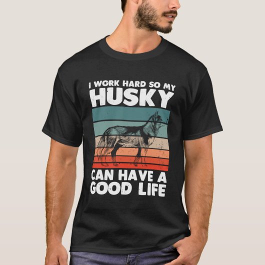 私のハスキーレトロPuのためのシベリアのハスキー犬の作業懸命 Tシャツ (正面)