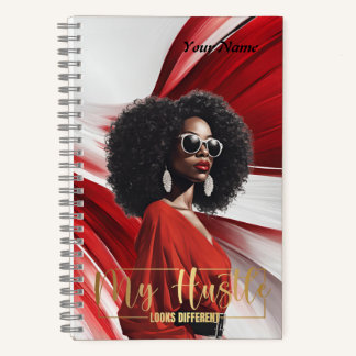 私のハッスル…赤と白の抽象芸術ジャーナル ノートブック