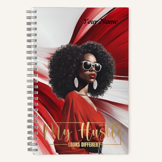 私のハッスル…赤と白の抽象芸術ジャーナル ノートブック (正面)