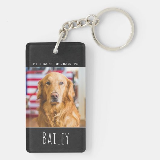 私のハートが属する – 犬の母 – 犬のペットの写真 キーホルダー (裏面)