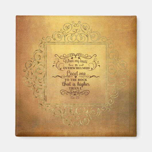 私のハートが詩篇61に圧倒される聖書の詩 マグネット (正面)