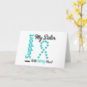 私のハートと卵巣癌の支援妹 カード (黄色い花)