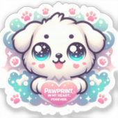 私のハートに足跡、永遠のかわいい子犬のビニール シール (正面)