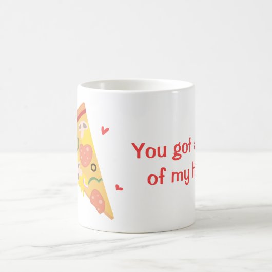 私のハートのしゃれ愛ユーモアのかわいいピザ コーヒーマグカップ (中央)