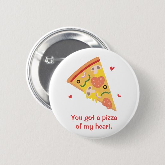 私のハートのしゃれ愛ユーモアのかわいいピザ 缶バッジ (正面&裏面)