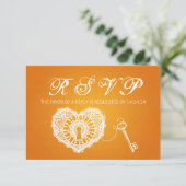 私のハートのオレンジへのエレガントな結婚RSVPの鍵 出欠カード (スタンド正面)