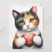 私のハートのバレンタイン詩 カリコ猫 シーズンカード (正面)