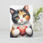 私のハートのバレンタイン詩 カリコ猫 シーズンカード (スタンド正面)