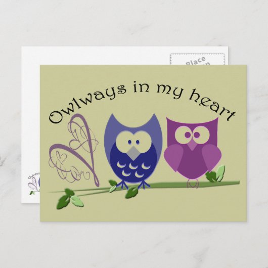 私のハートの中で歩く、かわいいフクロウの贈り物 ポストカード (正面/裏面)