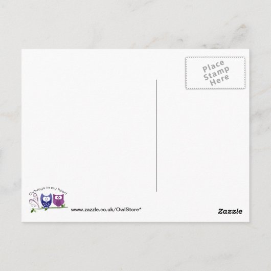 私のハートの中で歩く、かわいいフクロウの贈り物 ポストカード (裏面)