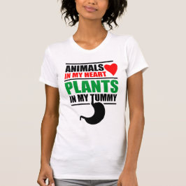 私のハートの動物、私のおなかの植物 Tシャツ