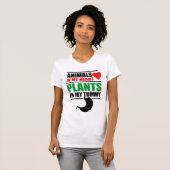 私のハートの動物、私のおなかの植物 Tシャツ (正面フル)