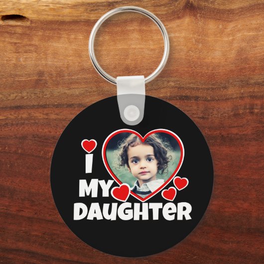 私のハートの娘のパーソナライズされた写真 キーホルダー (正面)