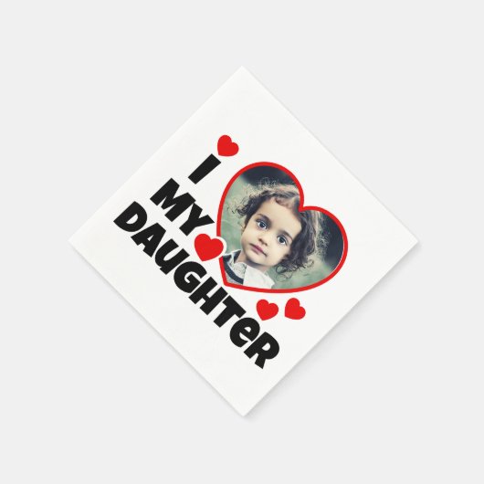 私のハートの娘のパーソナライズされた写真 スタンダードカクテルナプキン (角)