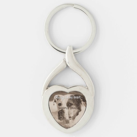 私のハートの常のカスタムなペット記念の写真 キーホルダー (正面)