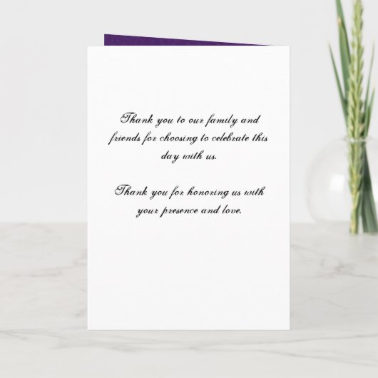 私のハートの紫色への結婚式プログラムの鍵 プログラム (裏面)