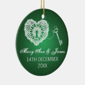 私のハートの緑へのエレガントな結婚式の引き出物の鍵 セラミックオーナメント (右)