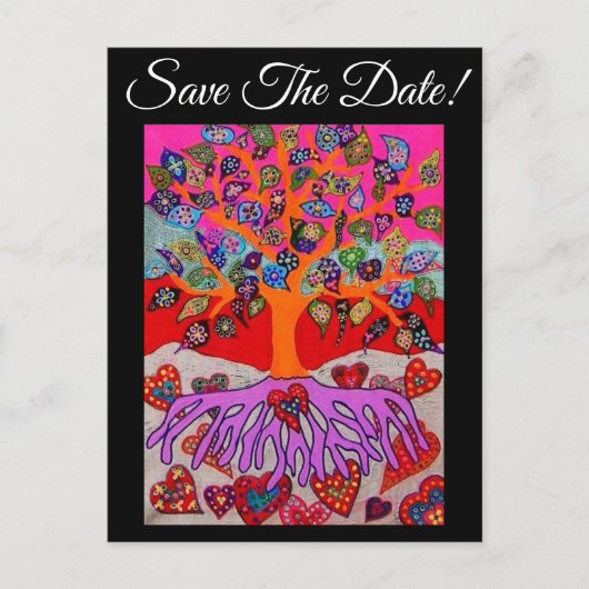 私のハートの花のためにあなた生命の木の日付を保存 ポストカード (正面)