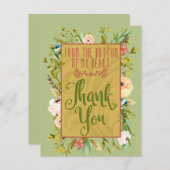 私のハートの花柄のサンキューカードの底 サンキューカード (正面/裏面)