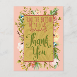私のハートの花柄のサンキューカードの底 サンキューカード