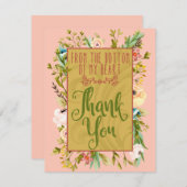 私のハートの花柄のサンキューカードの底 サンキューカード (正面/裏面)